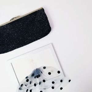 Lord & Taylor Black Beaded Clutch